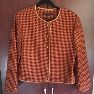 Vintage Womens' houndstooth worsted wool jacket blazer
